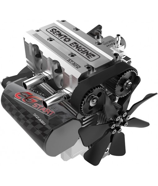 Helixsun SEMTO Engine ST-NF2 DIY Mini Metal Engine Kit,7.0cc Mini Inline Double-Cylinder Four-Stroke Air-Cooled Nitro Interal Combustion Engine Model Kit,Physics Teaching Experiment(Silver)