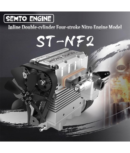 Helixsun SEMTO Engine ST-NF2 DIY Mini Metal Engine Kit,7.0cc Mini Inline Double-Cylinder Four-Stroke Air-Cooled Nitro Interal Combustion Engine Model Kit,Physics Teaching Experiment(Silver)