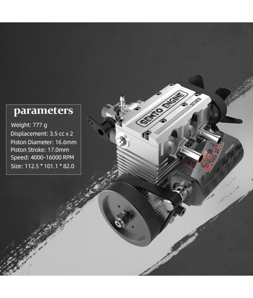 Helixsun SEMTO Engine ST-NF2 DIY Mini Metal Engine Kit,7.0cc Mini Inline Double-Cylinder Four-Stroke Air-Cooled Nitro Interal Combustion Engine Model Kit,Physics Teaching Experiment(Silver)