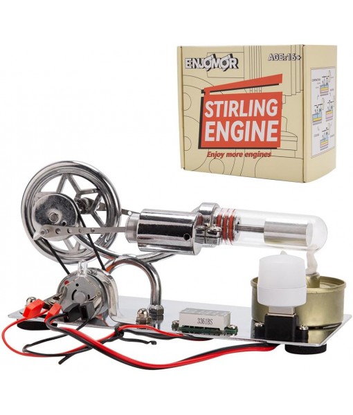 ENGINEDIY Hot Air Stirling Engine Motor Kits γ-Type Hot Air Stirling Engine Model Kit Metal Engine Model Kits for Adults Mechanical Gifts