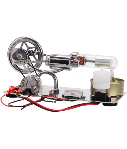 ENGINEDIY Hot Air Stirling Engine Motor Kits γ-Type Hot Air Stirling Engine Model Kit Metal Engine Model Kits for Adults Mechanical Gifts