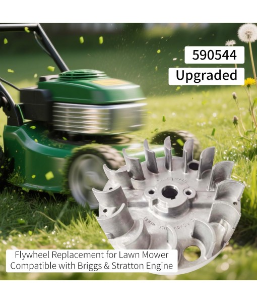 Upgraded 590544 Flywheel for Briggs & Stratton Engine Lawn Mower Replacement Parts,Exact Replacement of The Original Flywheel,Small Engine Model 08P502/0029-H1 Parts, high-Grade Steel 590544 Flywheel