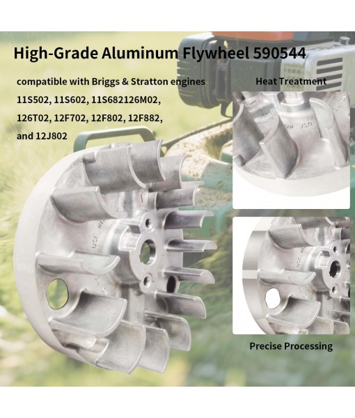 Upgraded 590544 Flywheel for Briggs & Stratton Engine Lawn Mower Replacement Parts,Exact Replacement of The Original Flywheel,Small Engine Model 08P502/0029-H1 Parts, high-Grade Steel 590544 Flywheel