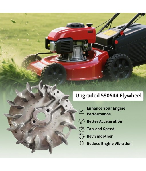 Upgraded 590544 Flywheel for Briggs & Stratton Engine Lawn Mower Replacement Parts,Exact Replacement of The Original Flywheel,Small Engine Model 08P502/0029-H1 Parts, high-Grade Steel 590544 Flywheel