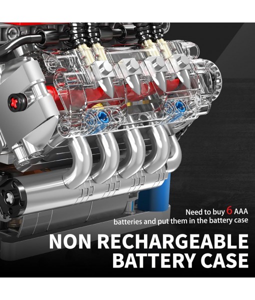 Mould King 10171 V8 Engine Building Blocks Sets, V8 Engine Model kit That Run, Build Your Own STEM Model Engine, 8-Cylinder Car Engine Building Engineering Toys for Age 14+/Adults Collections(487+PCS)