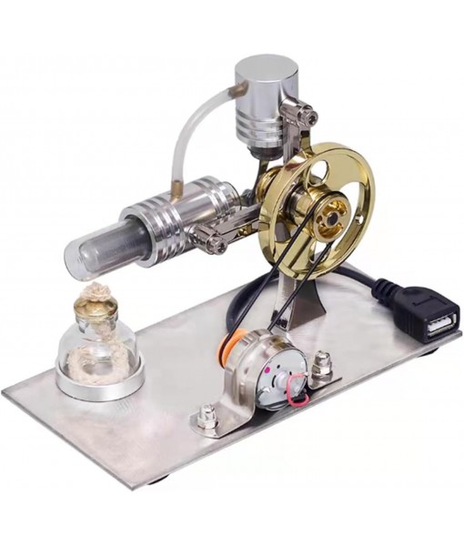 Stirling Engstirling Engine Kitmodel,Motor Stirling,Balance Hot Air Stirling Engine Model - DIY USB Power Generator with Night Light, Project & Gift for Tech Enthusiasts (6.3x3.1x4.3 Inches)