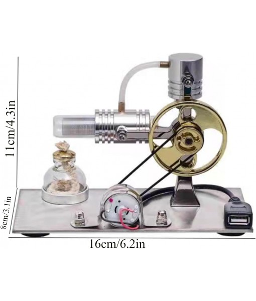 Stirling Engstirling Engine Kitmodel,Motor Stirling,Balance Hot Air Stirling Engine Model - DIY USB Power Generator with Night Light, Project & Gift for Tech Enthusiasts (6.3x3.1x4.3 Inches)