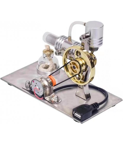Stirling Engstirling Engine Kitmodel,Motor Stirling,Balance Hot Air Stirling Engine Model - DIY USB Power Generator with Night Light, Project & Gift for Tech Enthusiasts (6.3x3.1x4.3 Inches)