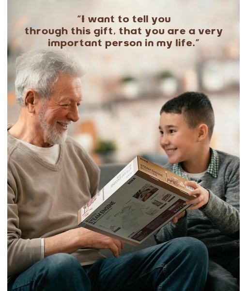 ROKR 3D Puzzle for Adults 469pcs Electric Vintage Car Steam Engine Model Kits, Mechanical Wooden Assembly Puzzles Vehicle DIY Hobbies Christmas Gifts for Men Women