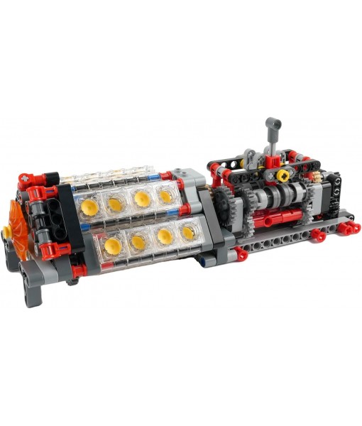 Building Blocks 6 Speed Gearbox with V16 Engine Model for MOC Power Functions