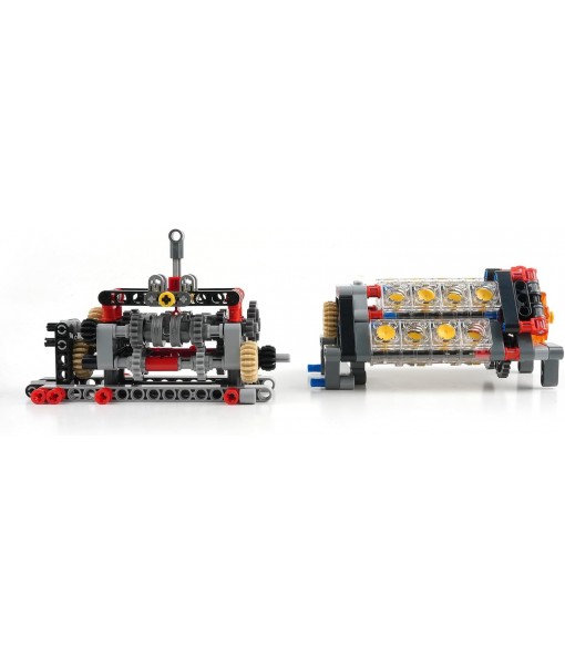 Building Blocks 6 Speed Gearbox with V16 Engine Model for MOC Power Functions