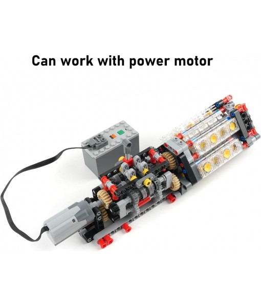 Building Blocks 6 Speed Gearbox with V16 Engine Model for MOC Power Functions