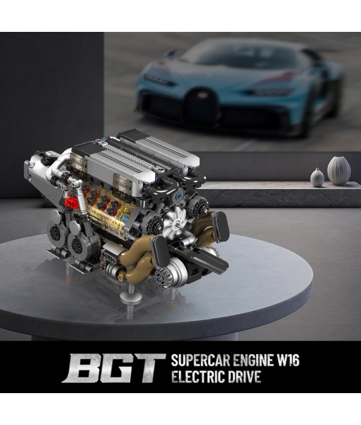 Mould King 10131 W16 Engine Building Blocks Sets, V8 Engine Model kit That Run, Build Your Own STEM Model Engine, 16-Cylinder Car Engine Building Engineering Toys(952+PCS)