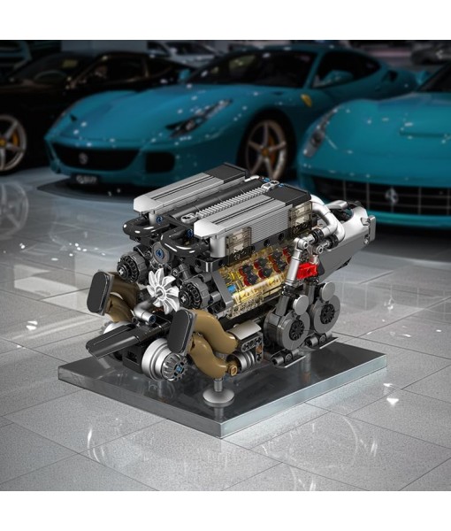 Mould King 10131 W16 Engine Building Blocks Sets, V8 Engine Model kit That Run, Build Your Own STEM Model Engine, 16-Cylinder Car Engine Building Engineering Toys(952+PCS)