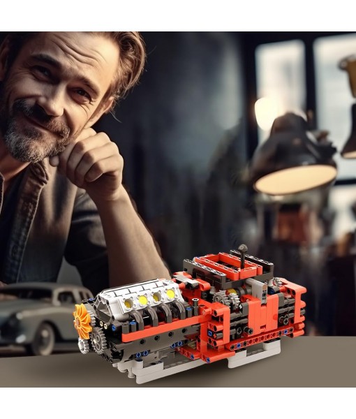 V6/V8 Technical Engine Model Toy Set, Engine Building Blocks Kit for Adults, High-Difficulty Intellectual Toys, Bedroom Decorations, 685 Pcs