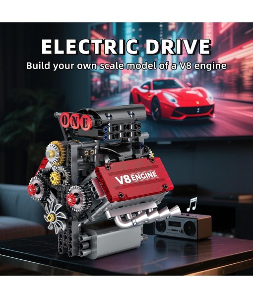 V8 Engine Building Set,V8 Engine Model kit That Run,Build Your Own STEM Mini V8 Model Engine Kit with Battery and Motor,8-Cylinder Car Engine Building Engineering Toys for Kids Adults(478PCS)