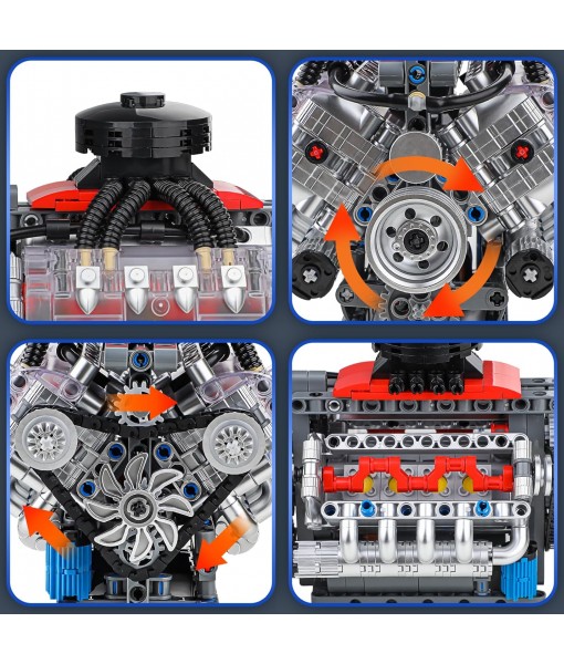 Mini V8 Engine Building Block Kit for Adults & Teens – 487+ PCS Motorized Engine Model Kit with Moving Pistons, Crankshaft – DIY Toy for Men, Gift for Daddy, Engineers, Desktop Display