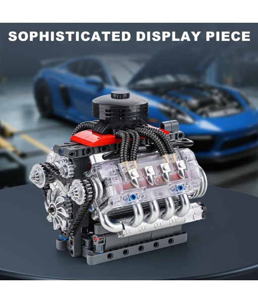 Mini V8 Engine Building Block Kit for Adults & Teens – 487+ PCS Motorized Engine Model Kit with Moving Pistons, Crankshaft – DIY Toy for Men, Gift for Daddy, Engineers, Desktop Display