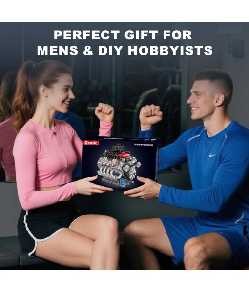 Mini V8 Engine Building Block Kit for Adults & Teens – 487+ PCS Motorized Engine Model Kit with Moving Pistons, Crankshaft – DIY Toy for Men, Gift for Daddy, Engineers, Desktop Display