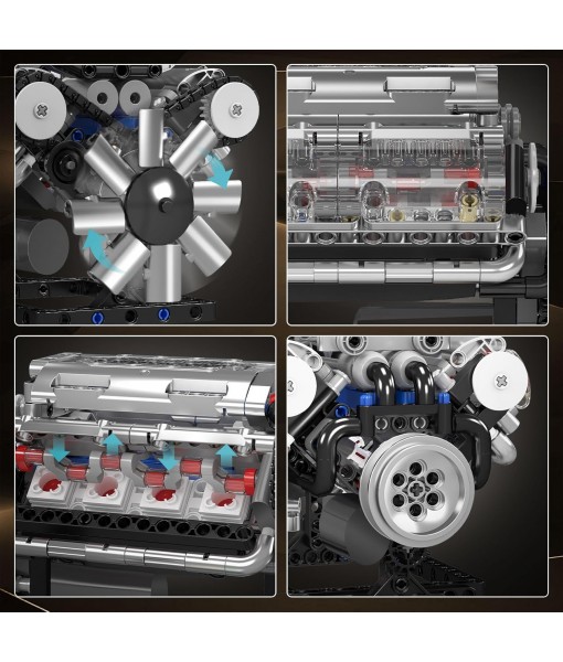 Mould King 10088 V8 Engine Model Kit - 535 Pcs to Build Your Own Mini Engine That Works, DIY STEM Mechanic Engineering Construction Set, Hobby Building Blocks Kit for Adults