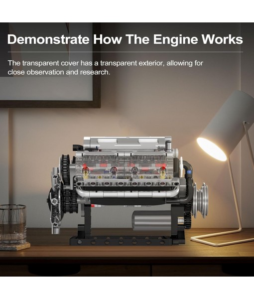 Mould King 10088 V8 Engine Model Kit - 535 Pcs to Build Your Own Mini Engine That Works, DIY STEM Mechanic Engineering Construction Set, Hobby Building Blocks Kit for Adults