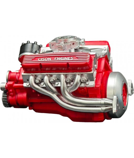 V8 Engine Kit Gas - 5.5 inch Small-Block Engine Model Kits, Mini V8 Engine Kits That Runs, Build Your Own Stem V8 Model Engine for Adults (Red)