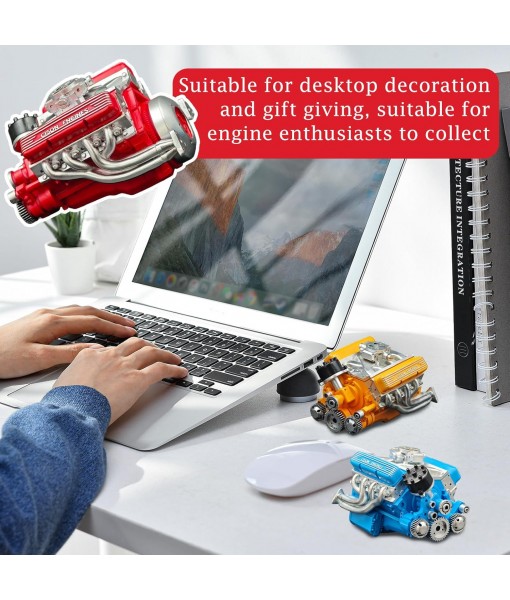 V8 Engine Kit Gas - 5.5 inch Small-Block Engine Model Kits, Mini V8 Engine Kits That Runs, Build Your Own Stem V8 Model Engine for Adults (Red)