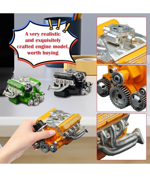 V8 Engine Kit Gas - 5.5 inch Small-Block Engine Model Kits, Mini V8 Engine Kits That Runs, Build Your Own Stem V8 Model Engine for Adults (Red)