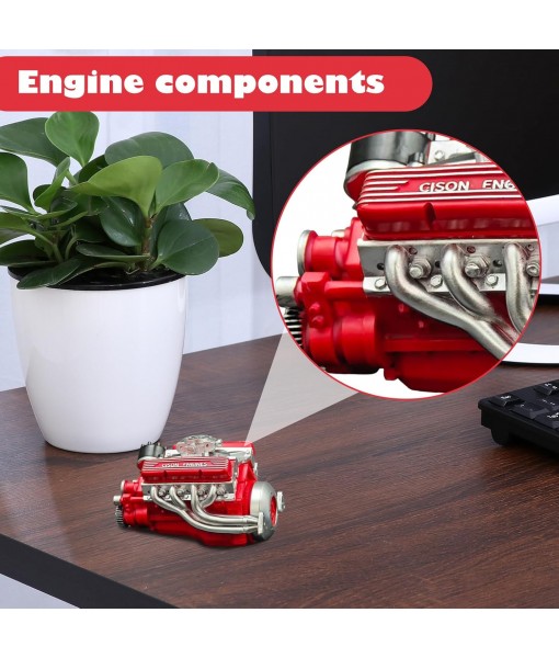 V8 Engine Kit Gas - 5.5 inch Small-Block Engine Model Kits, Mini V8 Engine Kits That Runs, Build Your Own Stem V8 Model Engine for Adults (Red)