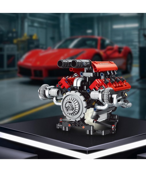 V8 Engine Model Kit That Work - 8-Cylinder Visible Engine Building Blocks Set with Motor, LED Light & APP Control - Build Your Own Engineering Kit, STEM Project for Adults & Kids (660 PCS)