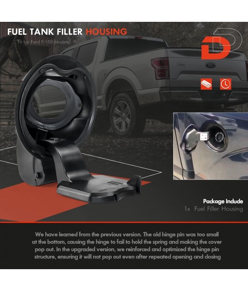 Upgrade Fuel Tank Filler Pipe Housing Fit for Ford F150 2015-2020 GAS Engine Model, Gas Cap Fuel Door Pocket Assembly w/Fuel Door Spring Hinge Replace# FL3Z-9927936-A, FL3Z9927936A