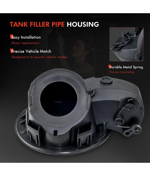 Upgrade Fuel Tank Filler Pipe Housing Fit for Ford F150 2015-2020 GAS Engine Model, Gas Cap Fuel Door Pocket Assembly w/Fuel Door Spring Hinge Replace# FL3Z-9927936-A, FL3Z9927936A