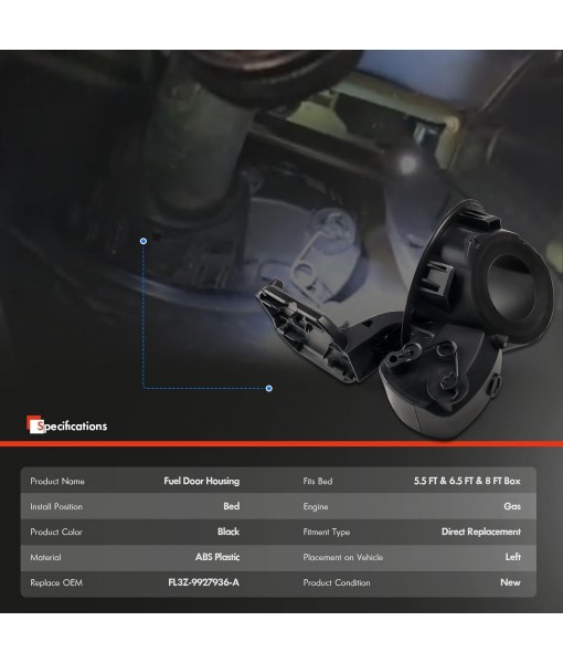 Upgrade Fuel Tank Filler Pipe Housing Fit for Ford F150 2015-2020 GAS Engine Model, Gas Cap Fuel Door Pocket Assembly w/Fuel Door Spring Hinge Replace# FL3Z-9927936-A, FL3Z9927936A