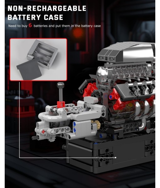 Mould King 10225 V8 Engine Model kit That Runs- Build Your Own STEM V8 Model Engine with Transmission, 8-Cylinder Car Engine kit Building Engineering Toys for Adults Collections (855+PCS)