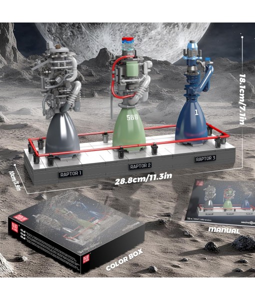 Mould King Raptor Rocket Engine Model Kit, Spaceship Collectors Building Blocks for Adults, Mechanical Science STEM Toy, Gifts for Birthdays, Unique Bedroom Decoration (496 PCS)