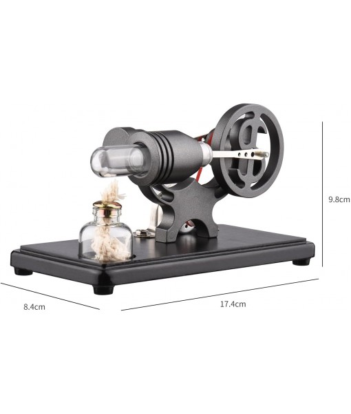 Bisofice Hot Air Stirling Engine Model with LED Light, Flywheel Design, Scientific Experiment Model, DIY Educational Tool for Teachers, Adults and Teenager, Black
