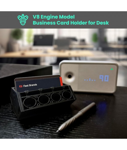 V8 Engine Model Business Card Holder for Desk – Unique Desk Decor, Business Card Display