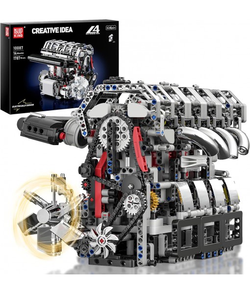 Mould King L4 Engine Building Blocks, Mini Engine Model Kit, 10087 Creative Motor Building Kit, STEM Toys Sets, Gift for Kids 14+ and Adults (1787pcs)