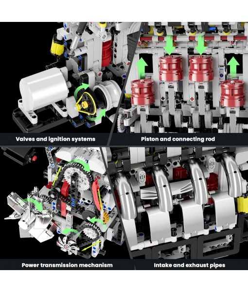 Mould King L4 Engine Building Blocks, Mini Engine Model Kit, 10087 Creative Motor Building Kit, STEM Toys Sets, Gift for Kids 14+ and Adults (1787pcs)