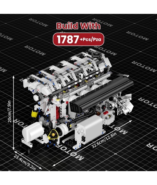 Mould King L4 Engine Building Blocks, Mini Engine Model Kit, 10087 Creative Motor Building Kit, STEM Toys Sets, Gift for Kids 14+ and Adults (1787pcs)