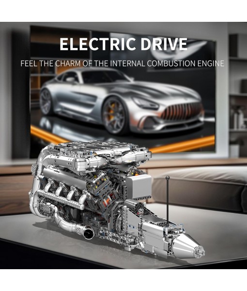 Mould King V8 Twin-Turbo Engine Model Kit That Runs, Mini Engines Building Blocks Set for Adults with Battery and Motor, Engineering Construction STEM Toy for Teens(2899 PCS)