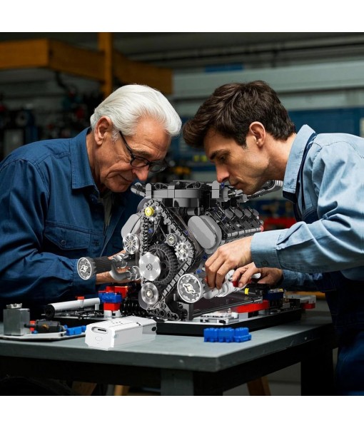 V8 Engine Building Kits That Runs with Motor - 715+Pcs Build Your Own Visible APP Controls Mini V8 Engine Model,8-Cylinder Transparent Design Car Engine Building Engineering Set for Adults