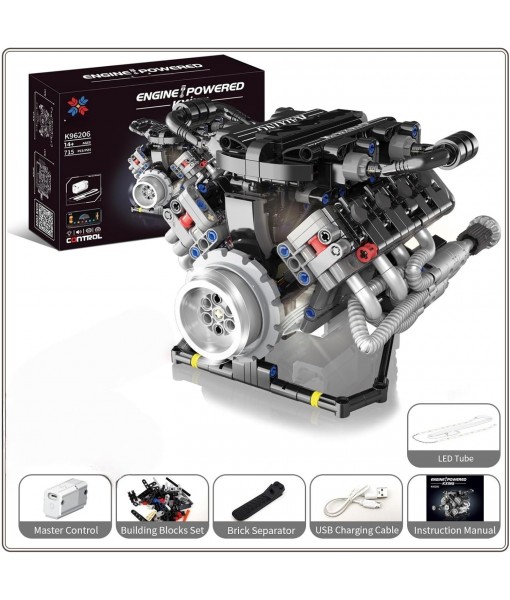 V8 Engine Building Kits That Runs with Motor - 715+Pcs Build Your Own Visible APP Controls Mini V8 Engine Model,8-Cylinder Transparent Design Car Engine Building Engineering Set for Adults