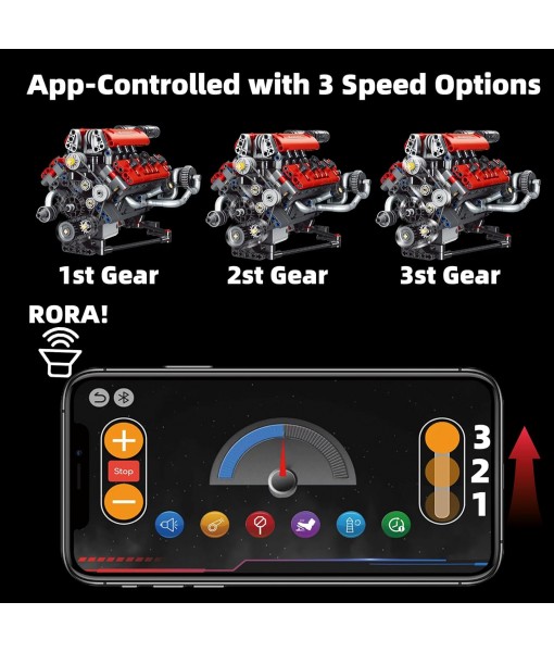 Mini V8 Engine Building Kit That Runs，Engine Building Blocks with LED Light for Adults, Visible Engine Model Set Construction STEM Toy for Kids Boys (660 PCS)