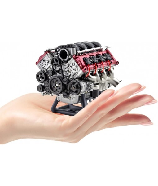 Helixsun MAD V8 Engine Model Kit That Works, 3D Simulation Dynamic V8 Internal Combustion Model + Battery Holder + Support Bracket - KIT Version