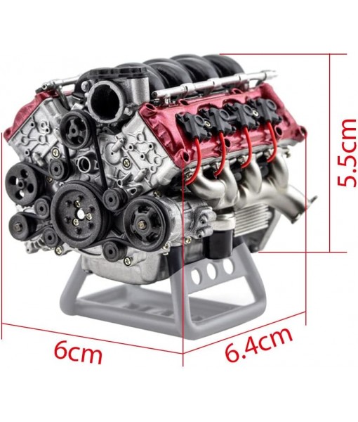 MAD RC V8 Engine Model, DIY Simulation Internal Combustion Engine Assembly Model for AX90104 SCX10Ⅱ Capra VS4-10 Pro/Ultra Model Car