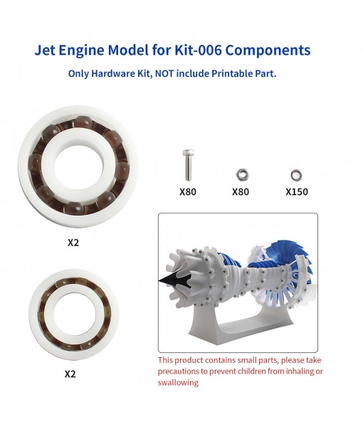 FYSETC 3D Printer Accessories - Jet Engine Model Components Kit: High Quality STEM Aviation Engine Hardware Kit No Printed Part for 3D Printing DIY Craetive Turbofan Model Without Motor