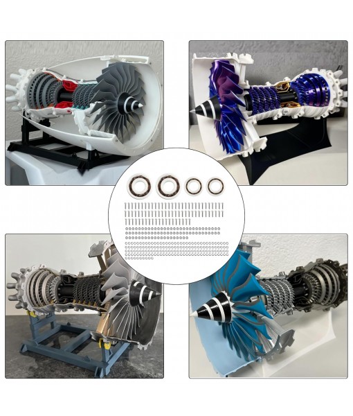 FYSETC 3D Printer Accessories - Jet Engine Model Components Kit: High Quality STEM Aviation Engine Hardware Kit No Printed Part for 3D Printing DIY Craetive Turbofan Model Without Motor