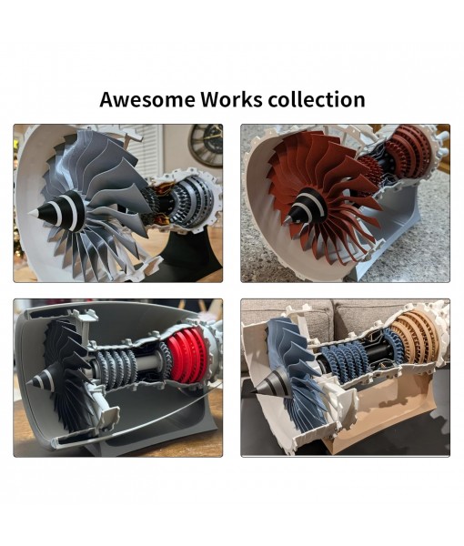 FYSETC 3D Printer Accessories - Jet Engine Model Components Kit: High Quality STEM Aviation Engine Hardware Kit No Printed Part for 3D Printing DIY Craetive Turbofan Model Without Motor