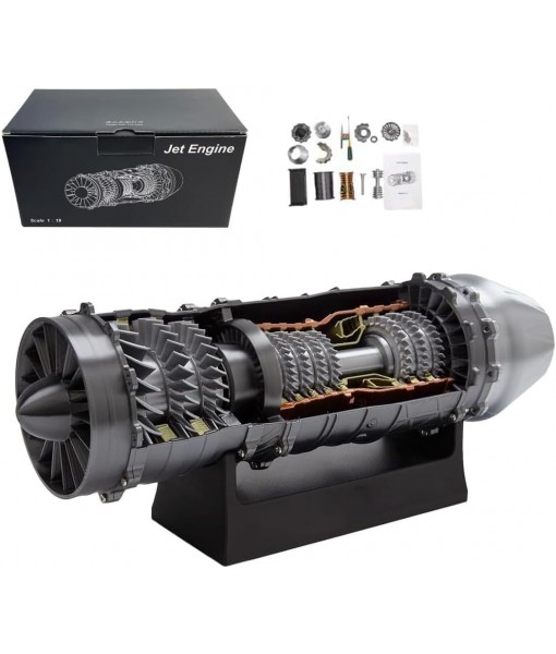 WS-15 Turbofan Engine Kit That Runs, 1/18 Aircraft Turbofan Engine Model, 3D Printed Assembly Simulation Turbine Toy Physics Experiment Set for Adults